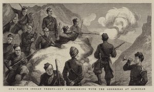 Våra indiska trupper, ut och skärmytslingar med gurkherna vid Almorah av Harry Hamilton Johnston