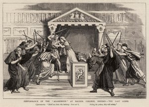 Framträdande av Agamemnon på Balliol College, Oxford, den sista scenen av Harry Hamilton Johnston