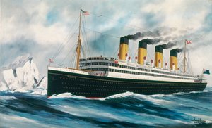 Passagerarfartyget "Titanic" (1912) på väg i Nordatlanten förbi isberg av Harry J. Jansen