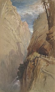 Via Mala, Schweiz, 1854, (wc & kroppsfärg på grått papper)