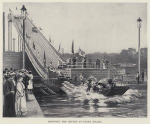 Shooting the Chutes at Coney Island (litho)