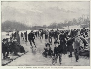 Vinter i Central Park, skridskoåkning på Seventy-Second Street Lake (s/v foto)