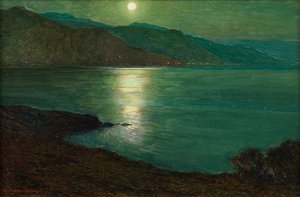 Moonlight - The Lights of Ventimiglia (olja på duk ombord)