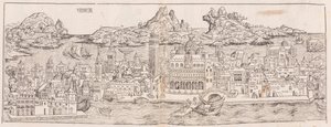 1930 års nytryck av vyn över Venedig från Nürnbergkrönikan (beskuren) av Hartmann Schedel