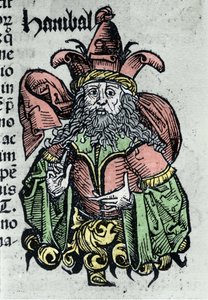 Porträtt av Hannibal eller Annibal Barca (247 f.Kr. - 183 f.Kr.), karthagisk general och statsman. Xylografi av "" Chronicles of Nuremberg"" av Hartmann Schedel av Hartmann Schedel
