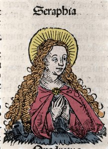Porträtt av Saint Seraphia (Serapia) (Seraphia of Syrien), kristen martyr från 2:a århundradet. Från "" Chronicles of Nuremberg"" av Hartmann Schedel