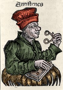 Den grekiske filosofen Antisthene (444-365 f.Kr.). Xylografi av "" Chronicles of Nuremberg"" av Hartmann Schedel av Hartmann Schedel