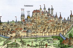 Utsikt över staden Nürnberg, Tyskland
