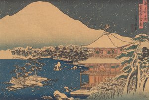 Kinkakuji sett i Falling Snow, mitten av 1800-talet.