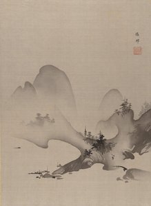 Sjön och bergen, ca. 1885-89. av Hashimoto Gaho