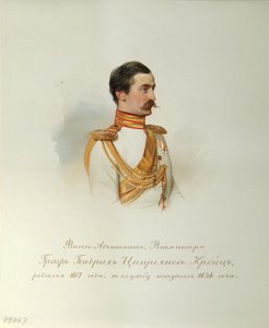 Porträtt av greve Heinrich Cyprianovich von Kreutz från albumet av de kejserliga hästvakterna, 1846-1849 av Hau