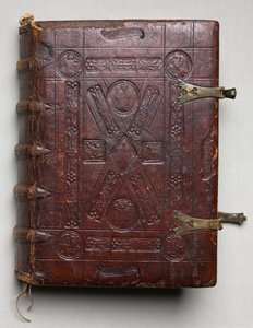 Evangelisk bok med evangelistporträtt av Hausbuch Master