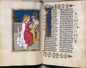Evangelisk bok med evangelistporträtt: Dekorerad initial
