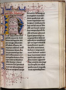 Evangeliebok med evangelistporträtt: Dekorerad initial, ca. 1480.