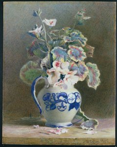 Pelargoner i en kina kanna, 1875 (wc, gouache på papper) av Hector Caffieri