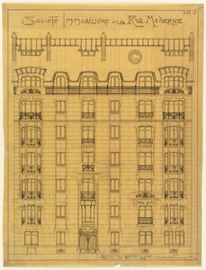 Design för fasaden av Societé Immobilière de la Rue Modern, nr 6 av Hector Guimard
