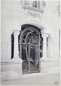 Ingången till "Castel-Beranger" illustration från en bok av Hector Guimard (1867-1942) av Hector Guimard
