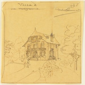 Perspektivvy av en villa av Hector Guimard