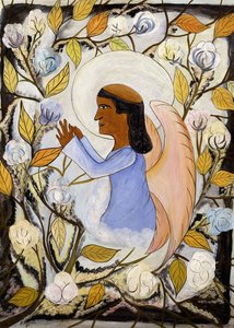 Ängeln Saint Francis i bön; Ange St. Francis en Priere, ca 1947-48 (olja på masonit) av Hector Hyppolite