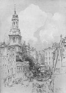 "St Magnus the Martyr som visar London Bridges torra båge och resterna av Mermaid Tavern",