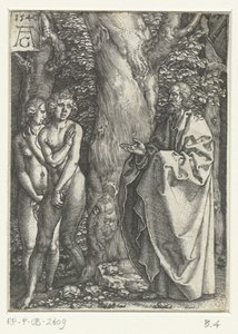 Adam och Eva skäms Historien om Adam och Eva (serietitel) av Heinrich Aldegrever