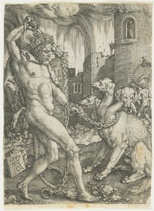 Herkules kedjar Cerberus, 1550 av Heinrich Aldegrever