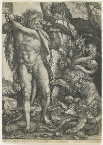 Hercules förstör den Lernaean Hydra, 1550 av Heinrich Aldegrever
