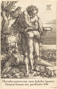 Hercules slåss mot floden Gud Achelous av Heinrich Aldegrever
