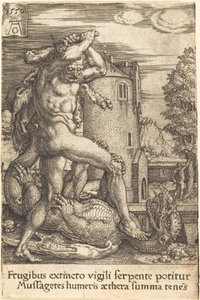 Hercules som dödar draken av Heinrich Aldegrever