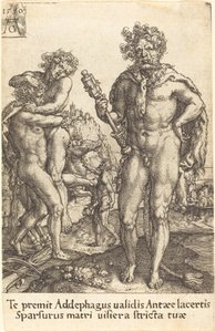Hercules och Antaeus av Heinrich Aldegrever