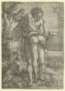 Hercules slåss mot flodguden Achelous Labours of Hercules (serietitel) av Heinrich Aldegrever