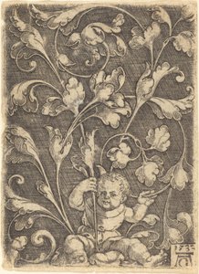 Scrollprydnad med sittande barn, 1532. av Heinrich Aldegrever