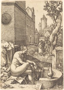 Susanna förvånad av de två äldste, 1555. av Heinrich Aldegrever