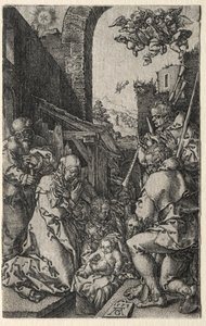 Tillbedjan av herdarna av Heinrich Aldegrever