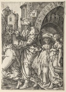 The Story of Lot: Lot and His Family Flying Sodom, 1555. av Heinrich Aldegrever