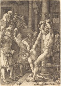 De två äldste stenade av folket, 1555. av Heinrich Aldegrever