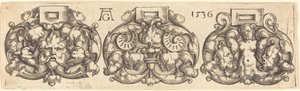 Tre bältesspännen sida vid sida, 1536. av Heinrich Aldegrever