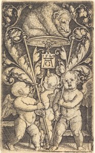 Tre amoriner och en björn, 1529. av Heinrich Aldegrever