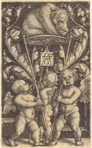 Tre amoriner och en björn, 1529. av Heinrich Aldegrever