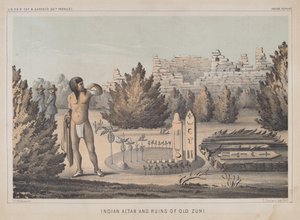 Indiskt altare och ruinerna av gamla Zuni av Heinrich Baldwin Mollhausen