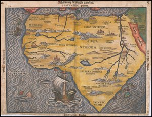 1592 års karta över Afrika på tjeckiska av Heinrich Bünting