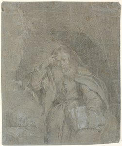 Saint Jerome mediterar i sin grotta av Heinrich Dittmers