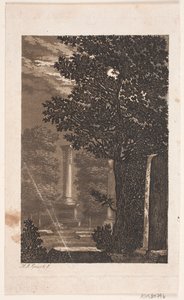 Från Assistens Kirkegaard, (enligt gml. auk.kat) park med pelare i månsken