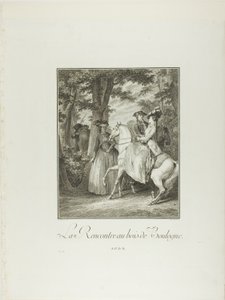 Möte i Boulogneskogen, från Monument du Costume Physique et Moral de la fin du Dix-huitième siècle av Heinrich Guttenberg