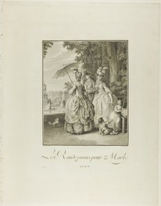 Rendezvous For Marly, från Monument du Costume Physique et Moral de la fin du Dix-huitième siècle av Heinrich Guttenberg