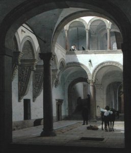 Gården till Palazzo Fava, Bologna av Heinrich Hansen