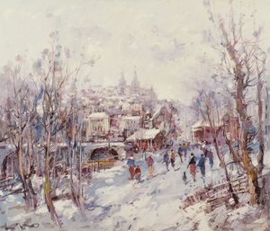 Vinterscen i en fransk katedralstad