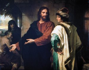 Jesus och den rike unge härskaren av Heinrich Karl Hofmann