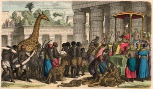 Forntida Egypten: Etiopier för sina hyllningar inför farao av Heinrich Leutemann