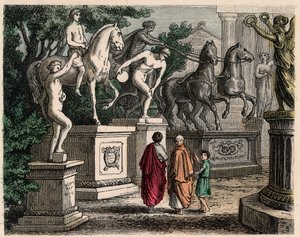 Antikens Grekland: Statyer av olympiska mästare restes i Olympia, 1866 av Heinrich Leutemann